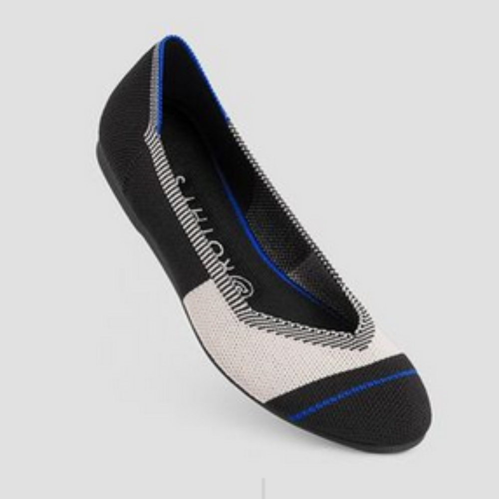 Rothys RARE Black Block Stripe Flat Limited Editio